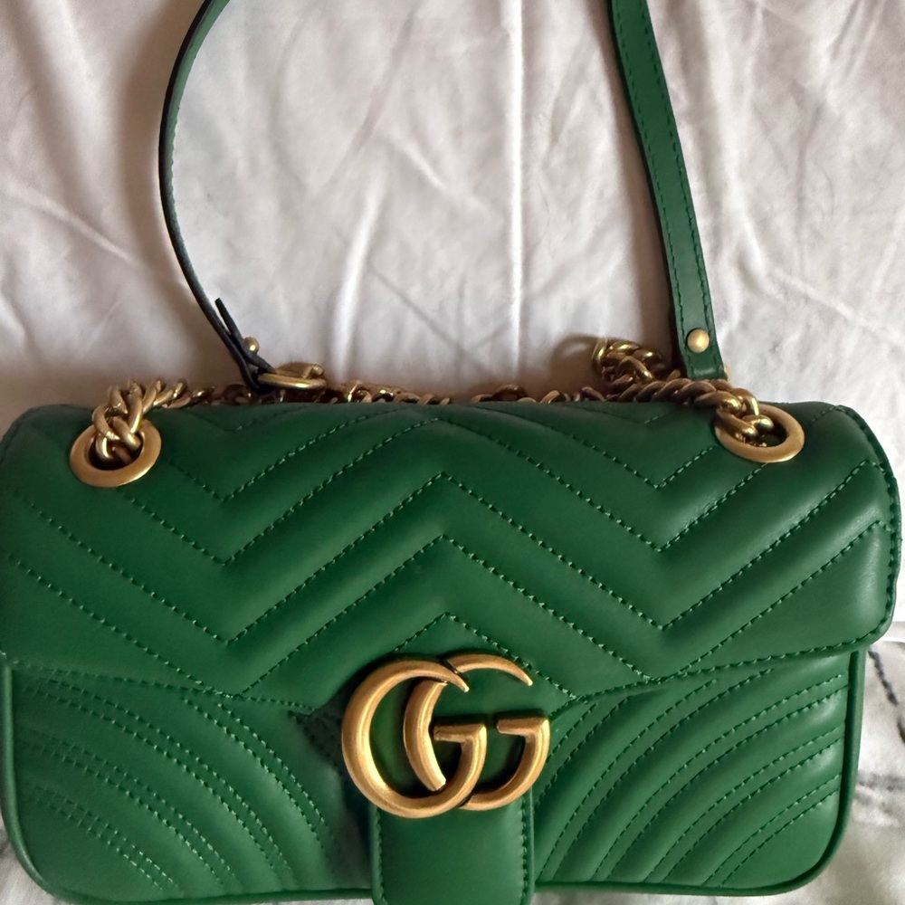 Green Quilted Leather Shoulder Bag